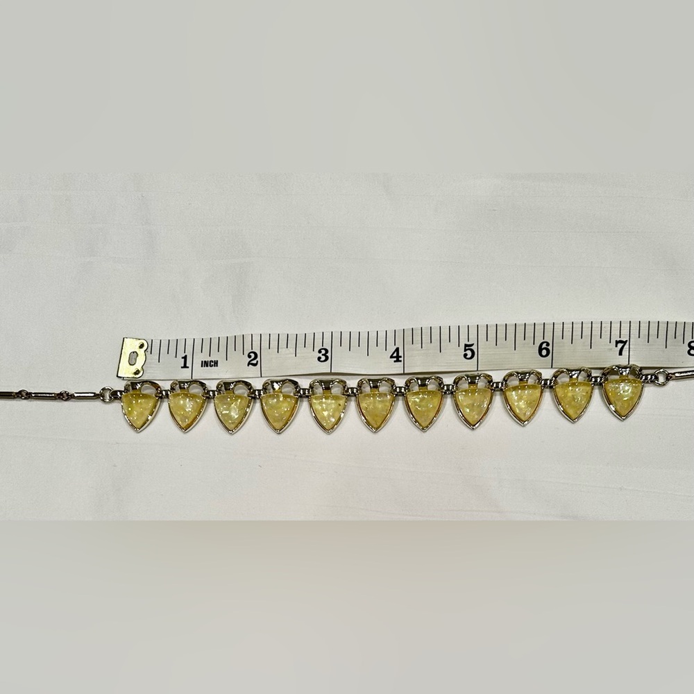 Vintage Yellow (heart or shield shape) Necklace with Silver Accents - Picture 8 of 9